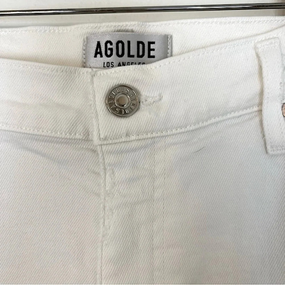 Agolde Isabel Slim Boyfriend Distressed Ankle Jeans White 29 Boho Contemporary - Picture 4 of 10
